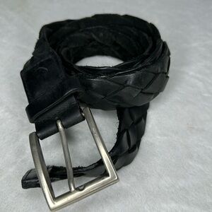Men’s Black Woven Leather Belt 38